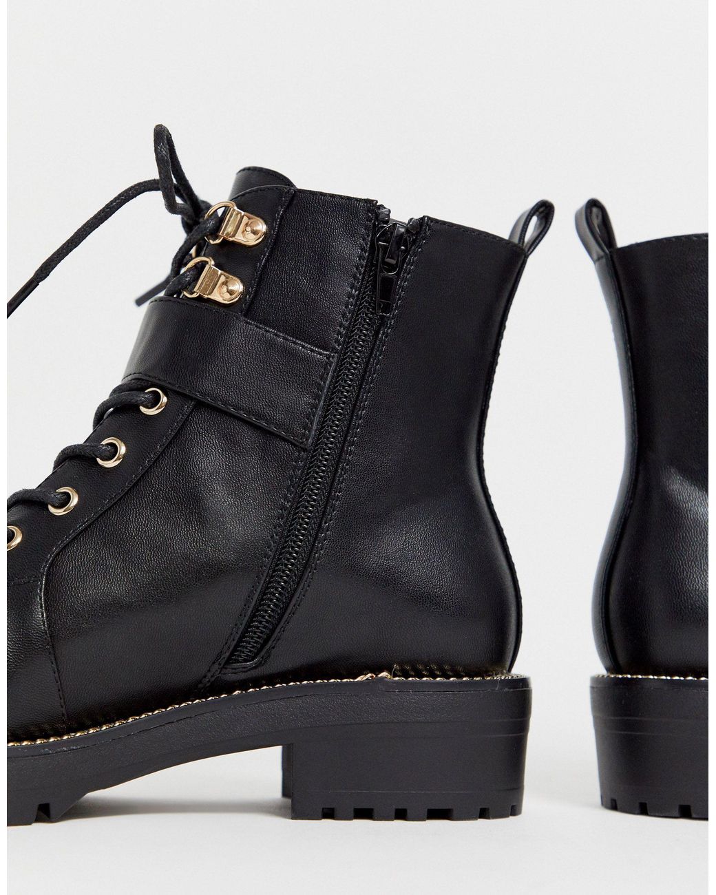 wide fit black lace up ankle boots