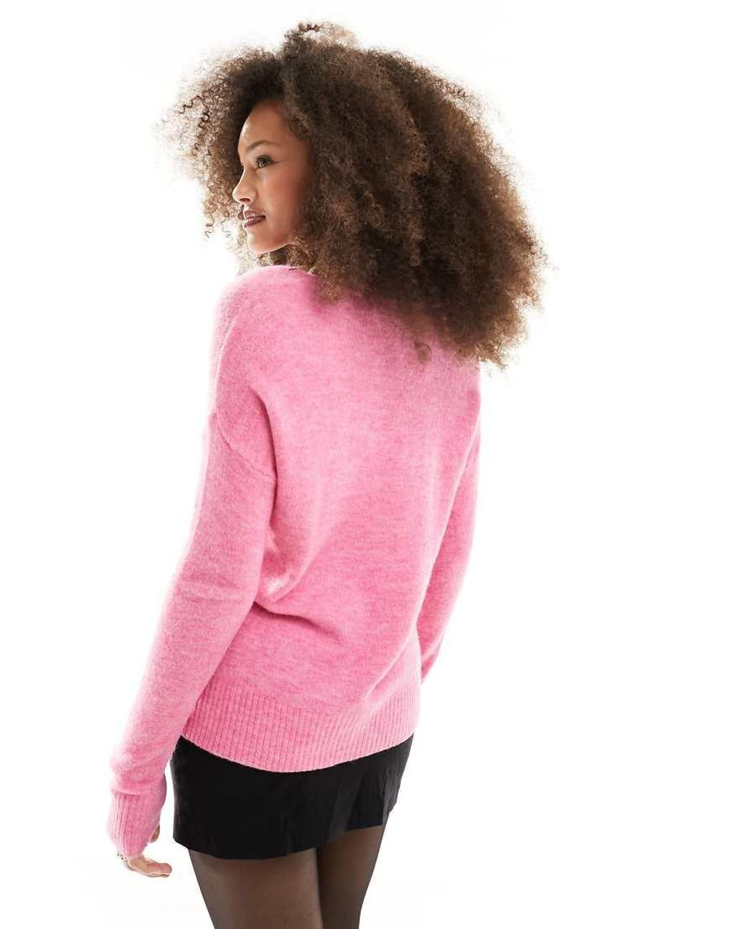 Jdy Pink V Neck Long Sleeve Knit Jumper