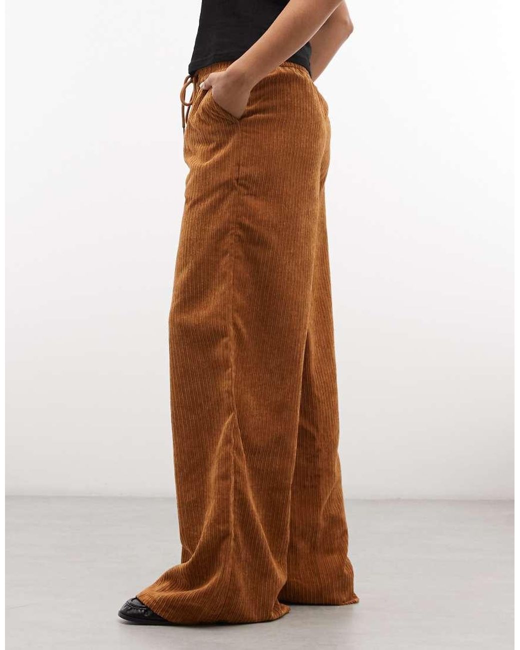 ASOS Orange Pull On Waist Wide Leg Cord Trousers