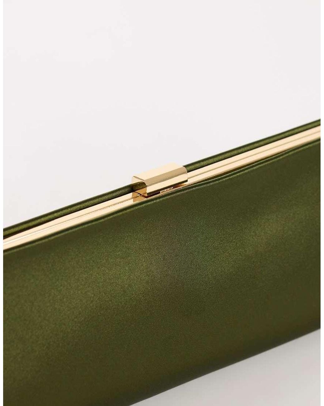 TOPSHOP Green Ember Small Envelope Satin Clutch Bag