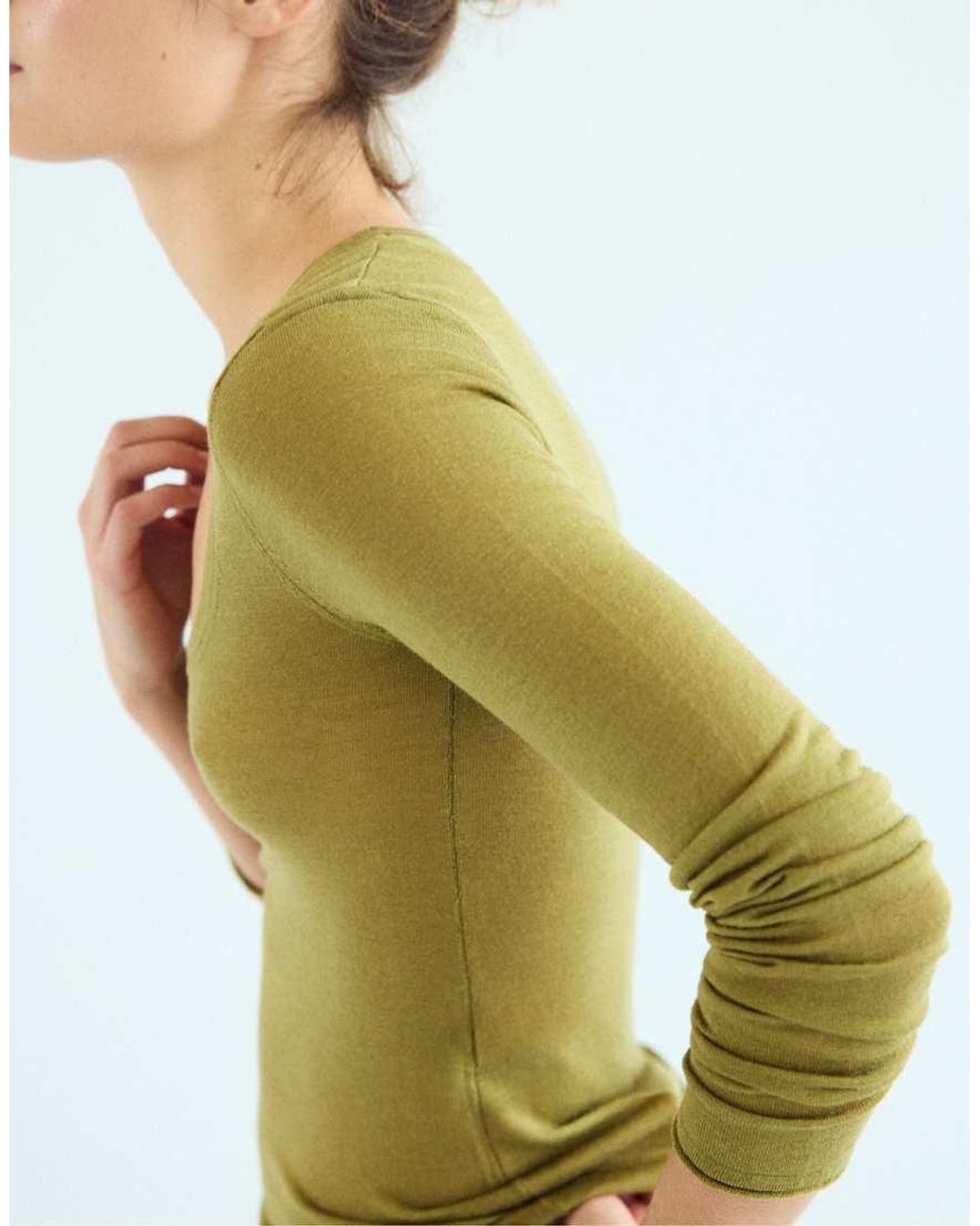 Stradivarius Blue Basic Wool And Silk Round Neck Jumper