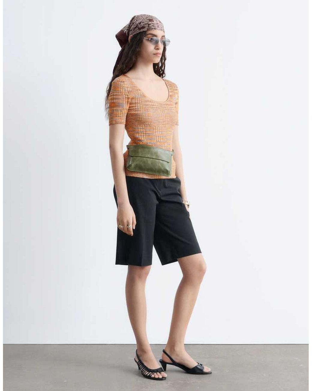 & Other Stories Blue Short Sleeve Knit Top