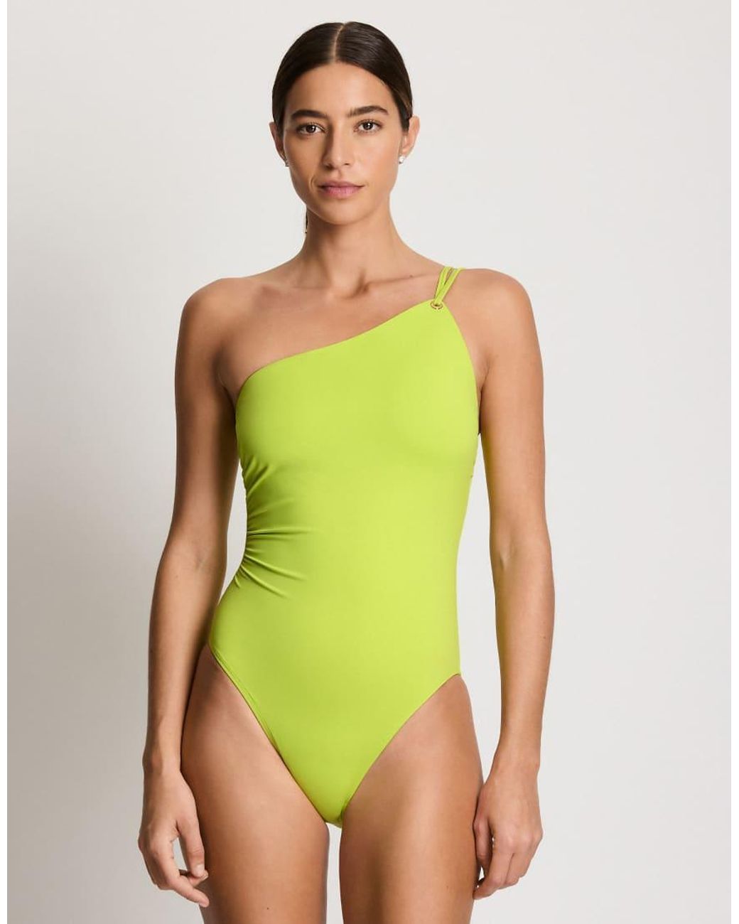 Ralph Lauren Green Double Strap One Shoulder Swimsuit