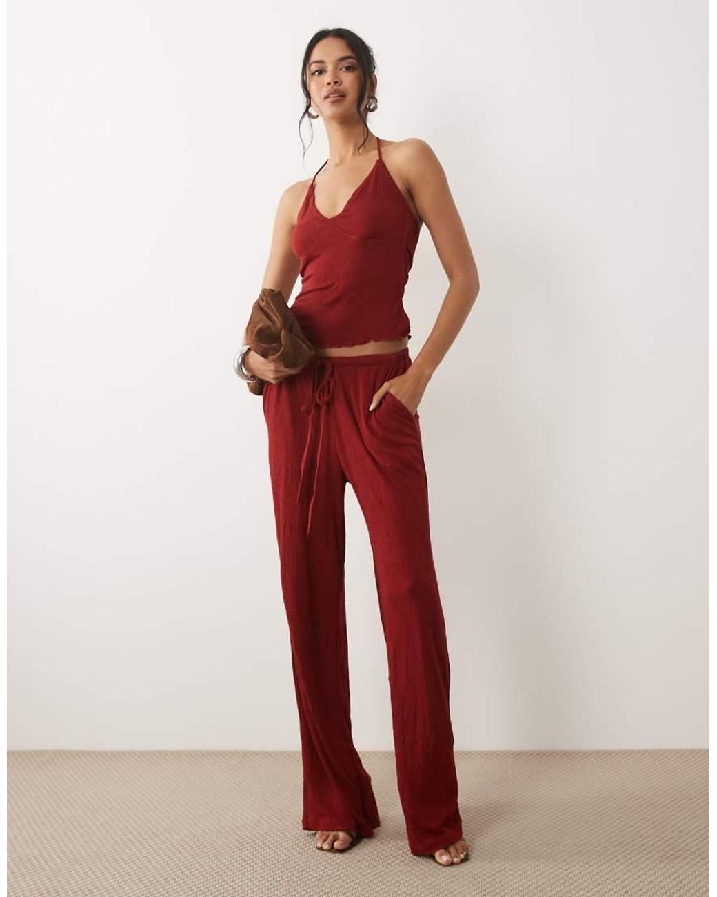 ASOS Red Crinkle Cami Top