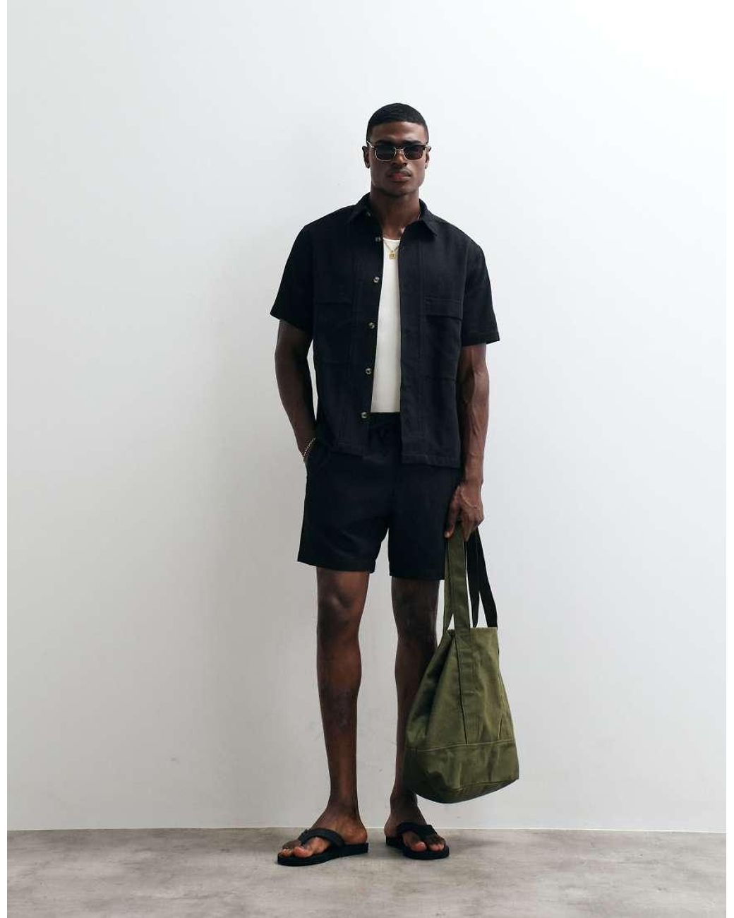 ASOS Black Co-ord Textured Shorts for men