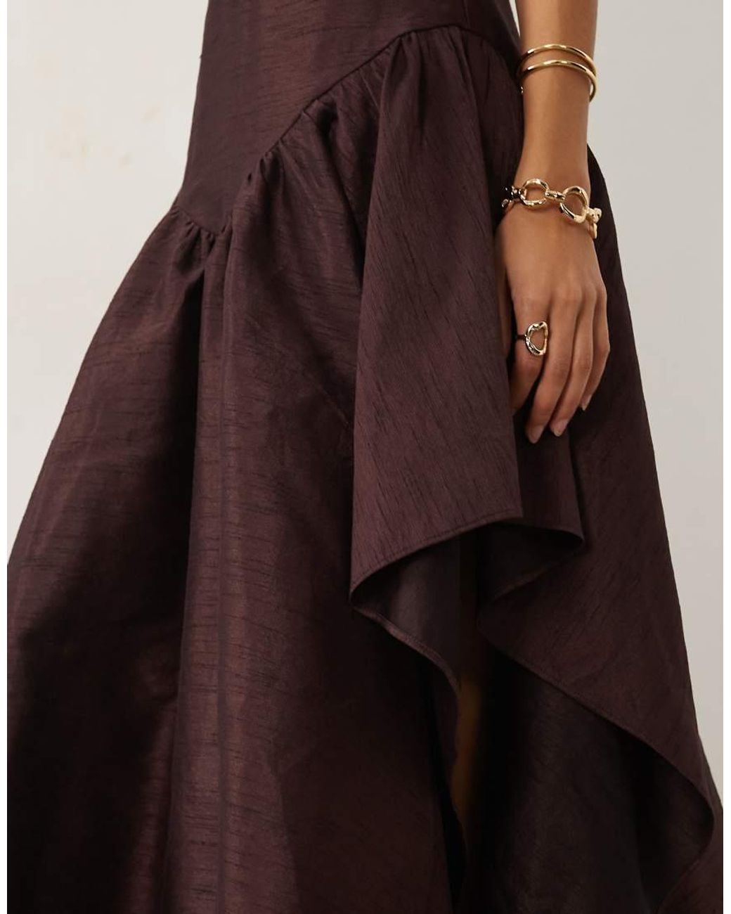 ASOS Brown High Low Hem Structured Midi Dress