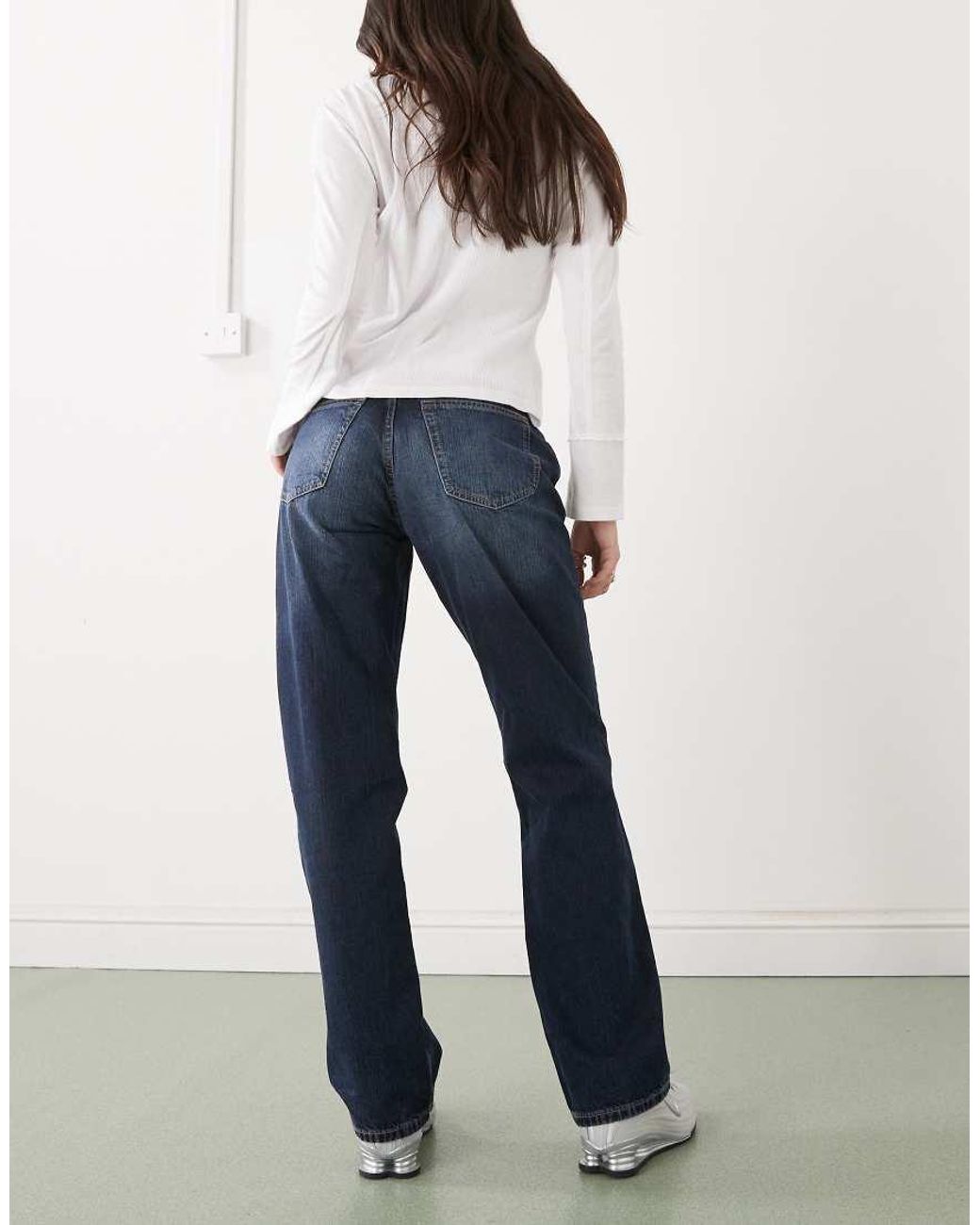Weekday Blue Resolute Stretch High Waist Straight Leg Jeans