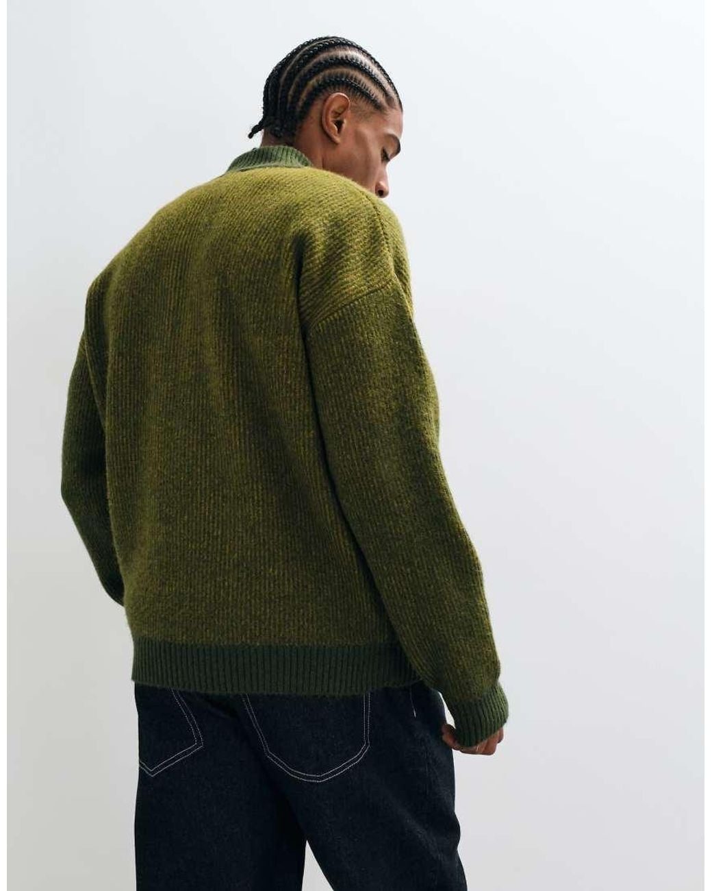 ASOS Green Oversized Knitted Funnel Neck for men