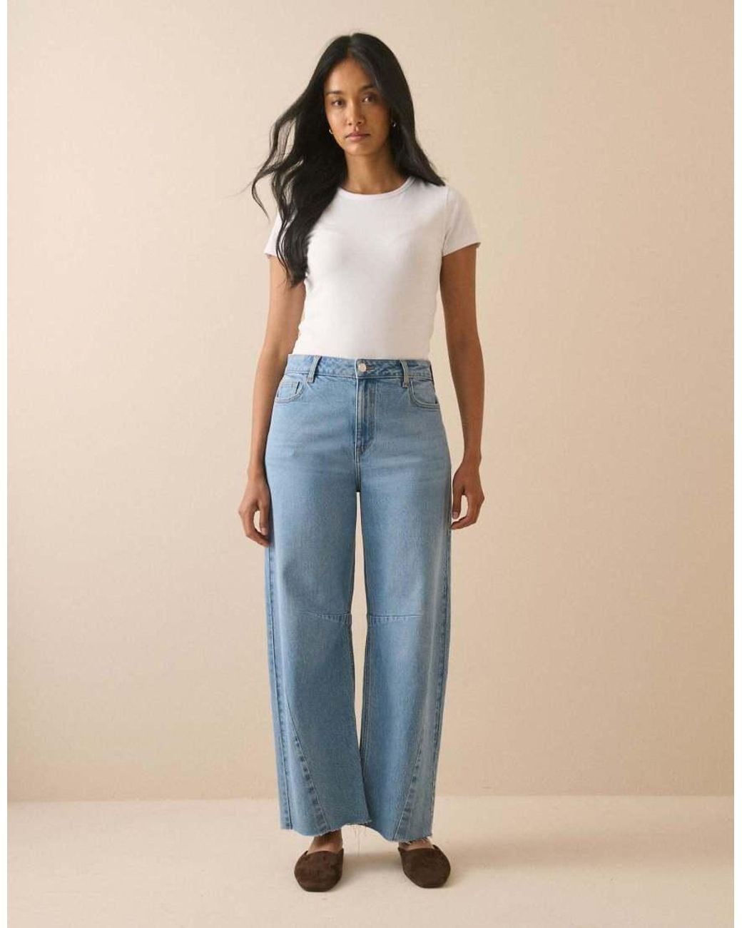 Nobody's Child Blue Mid Rise Subtle Barrel Jeans