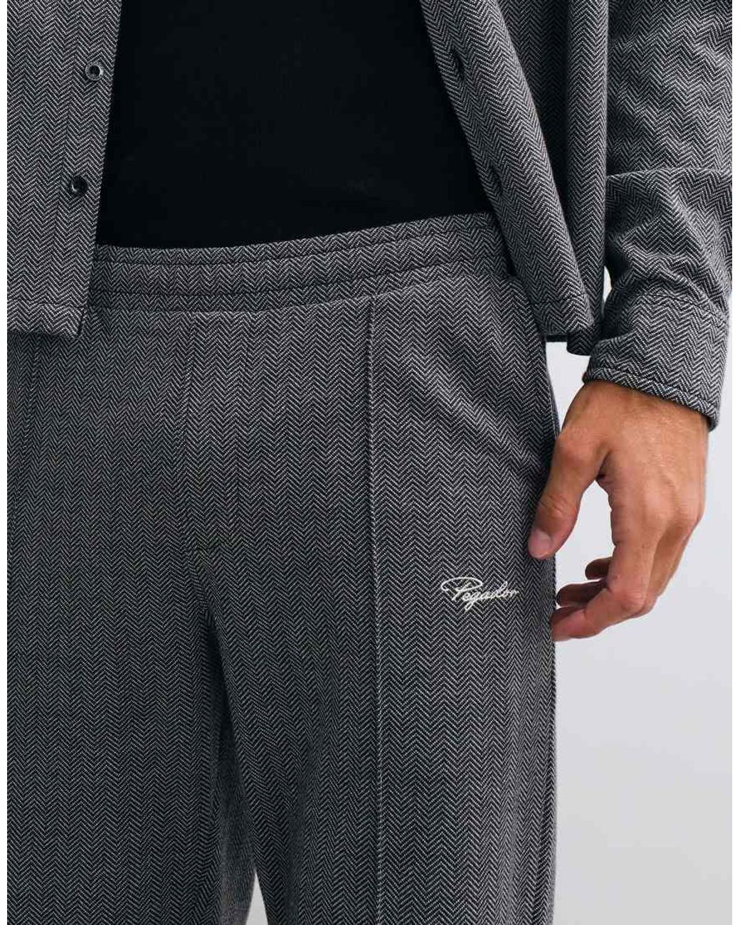 PEGADOR Gray Tivoli Wide Leg Herringbone Smart Trouser Co-ord for men