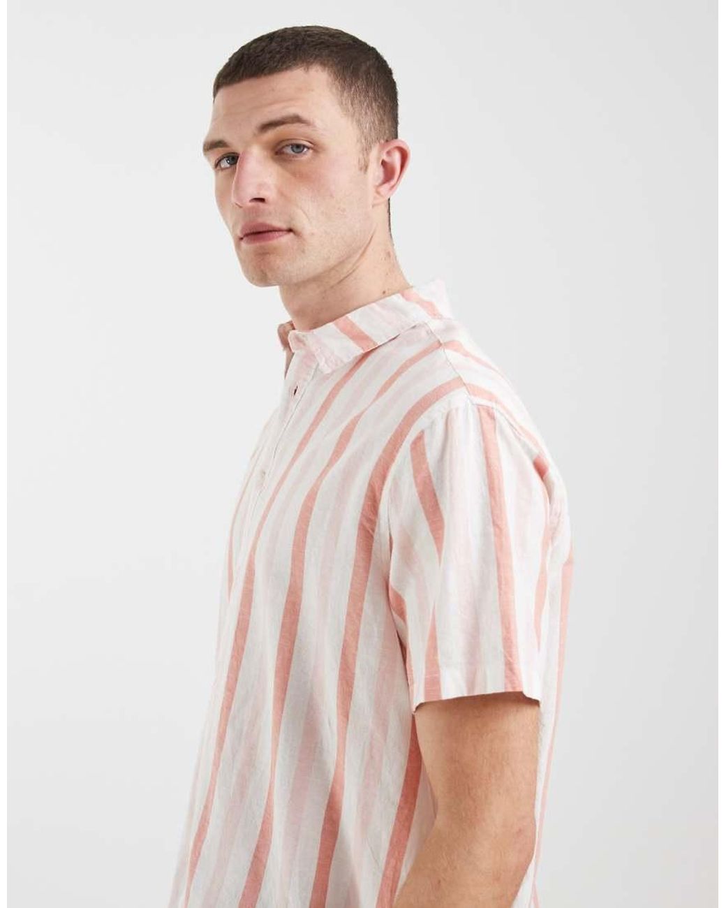 Blend White Cotton Linen Regular Fit Shirt for men