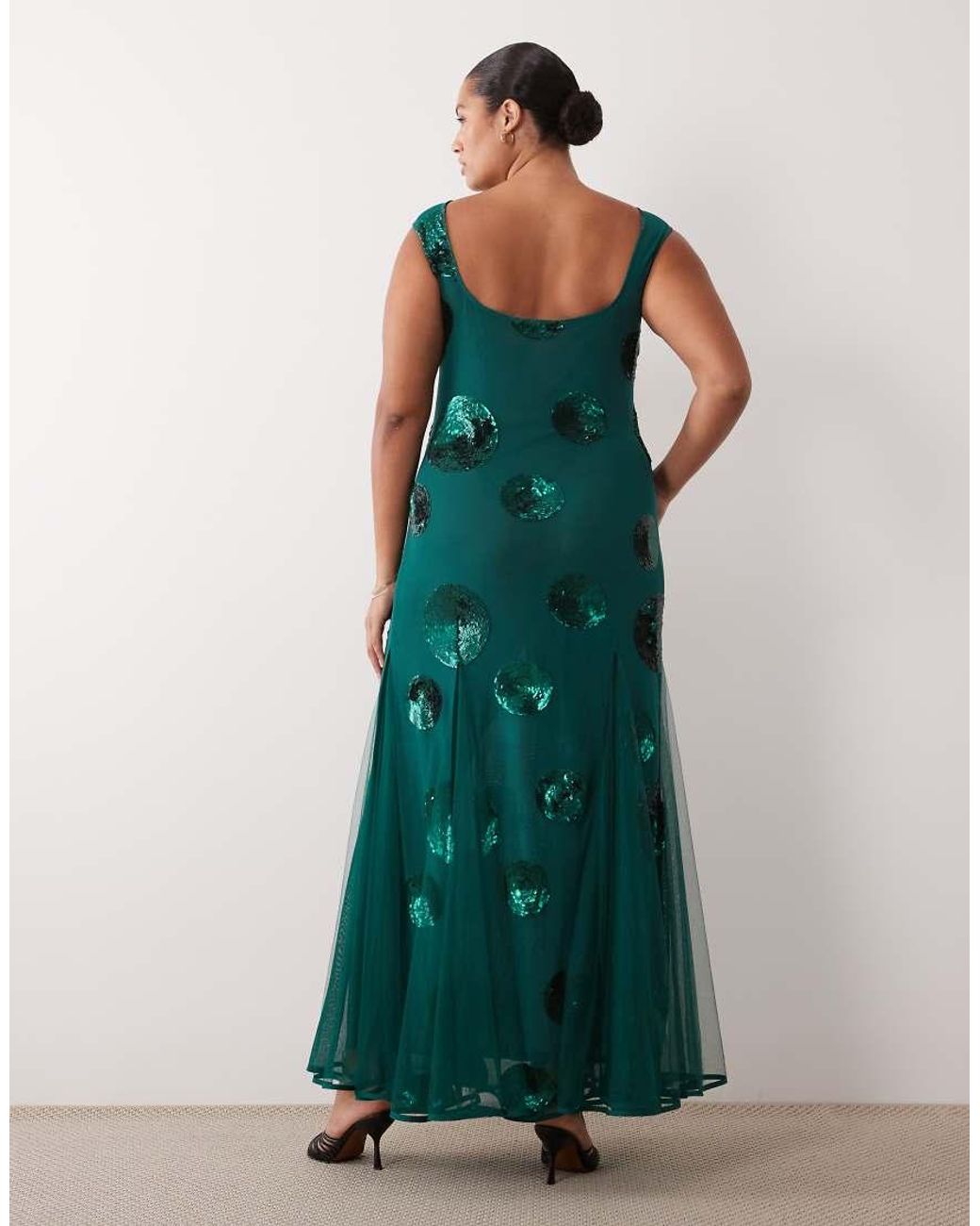 ASOS Green Asos Design Curve Embellished Sequin Spot Maxi Dress