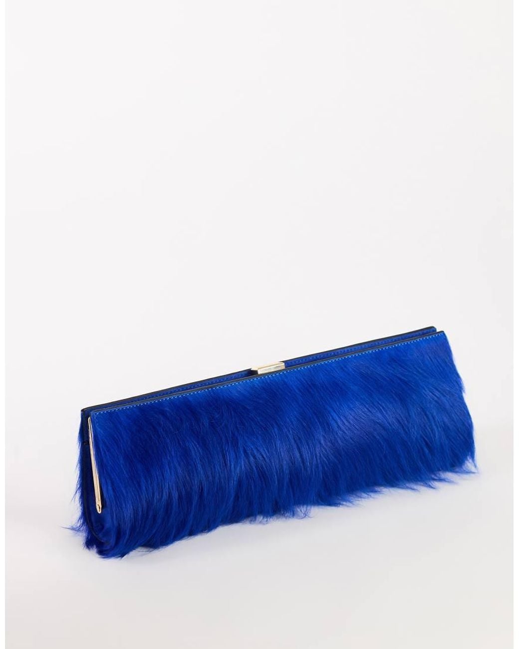 TOPSHOP Blue Ember Small Hair On Real Leather Envelope Clutch Bag
