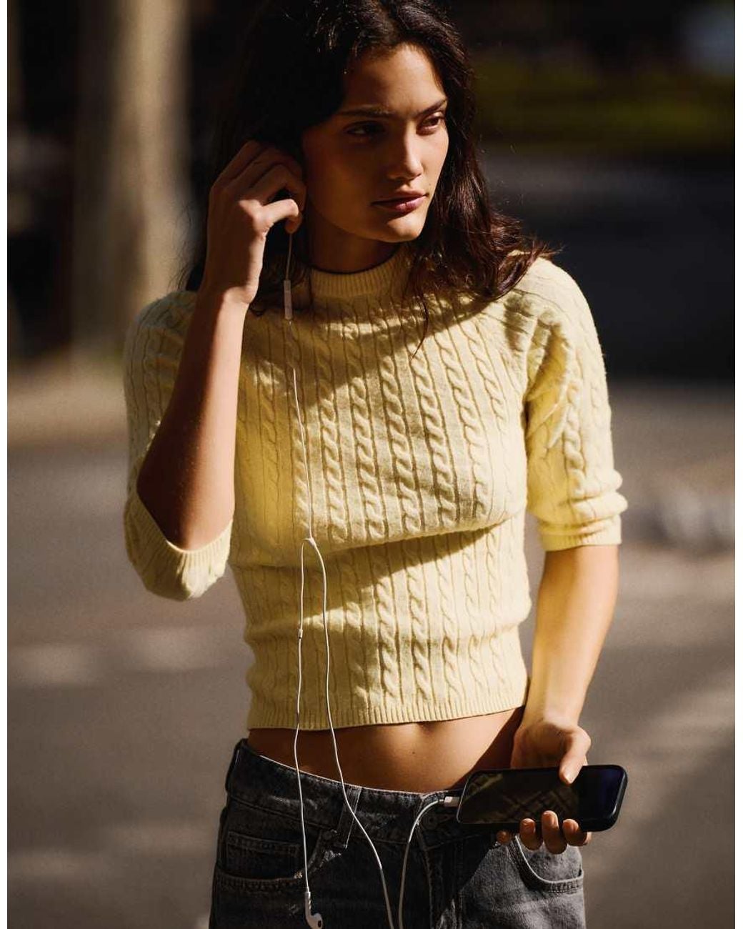 Bershka Black Cable Knit Round Neck Jumper