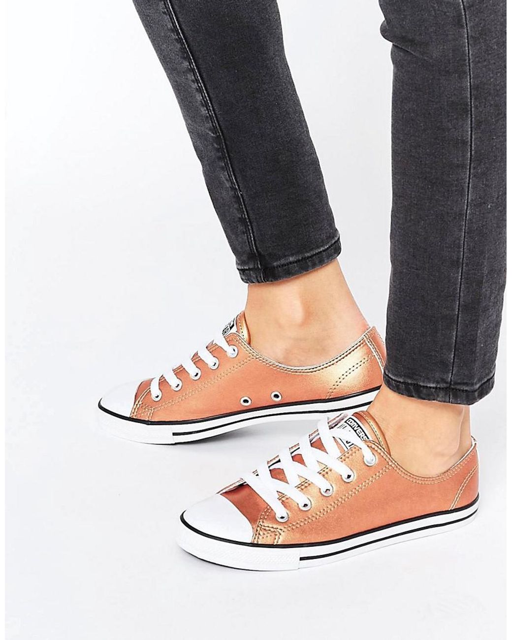 Converse All Star Dainty Rose Gold Metallic Trainers | Lyst UK