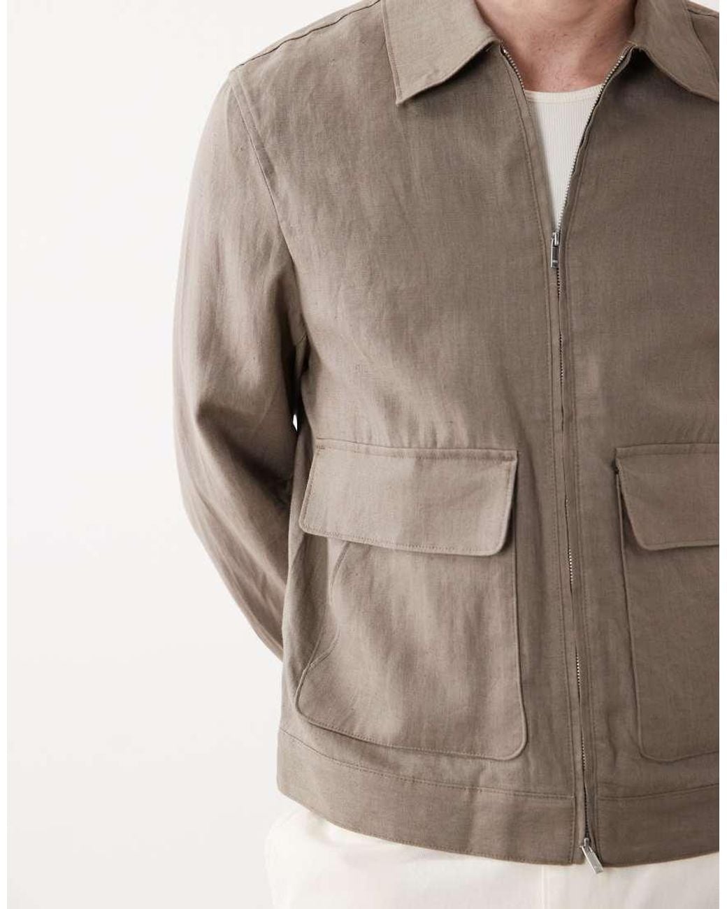 Mango Natural Essentials 100% Linen Double Zip Jacket for men