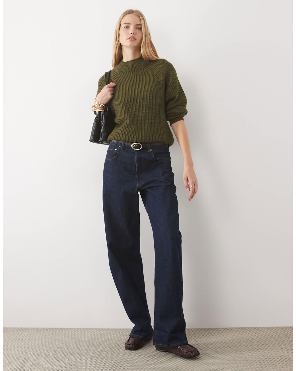 Threadbare Green High Neck Sweater