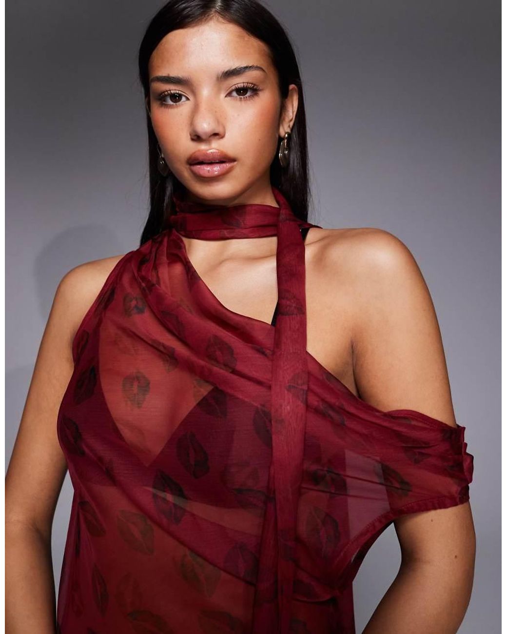 ASOS Red Scarf Detail Chiffon Cami