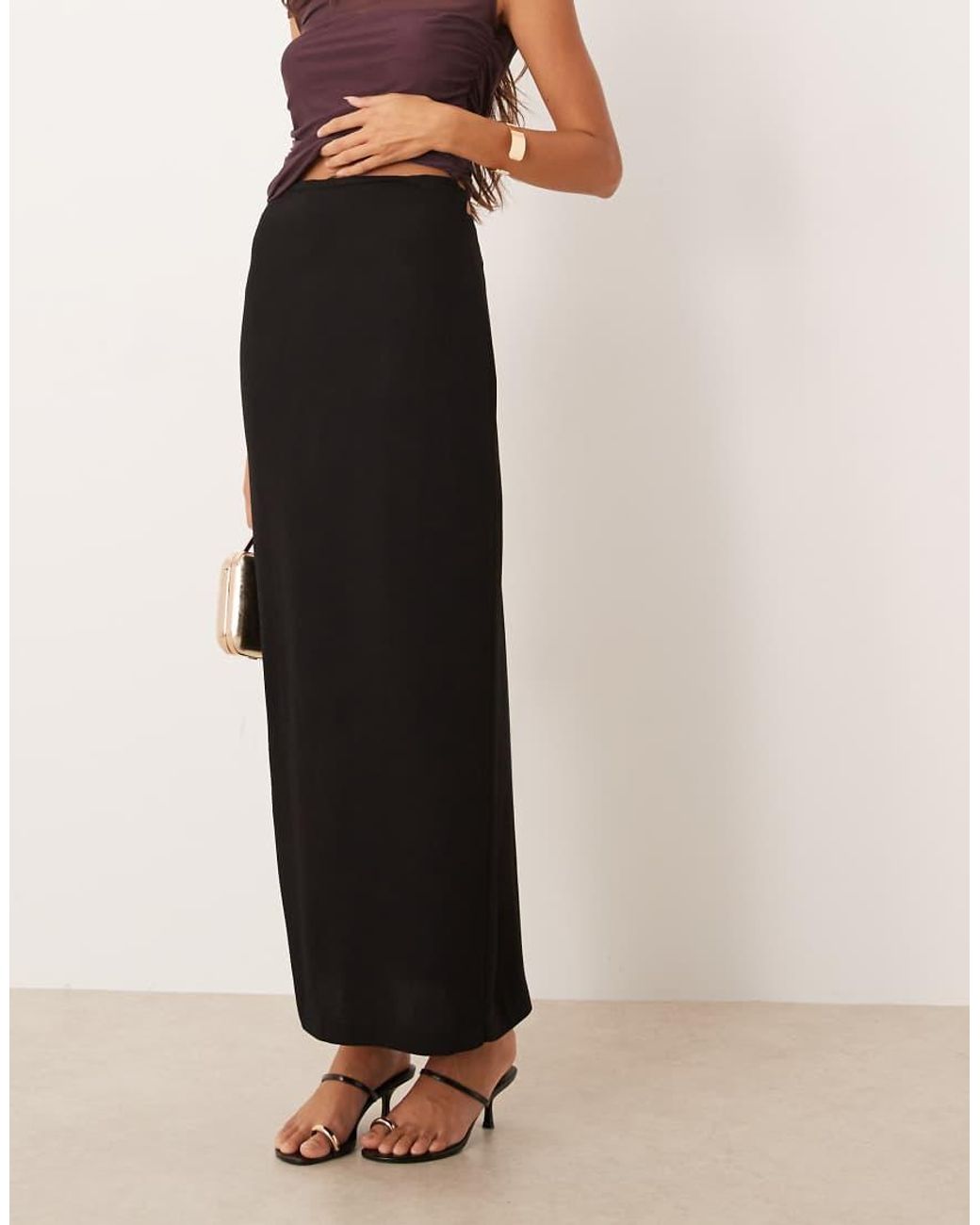 ASOS Pink Tailored Midi Pencil Skirt With Tie Back Detail