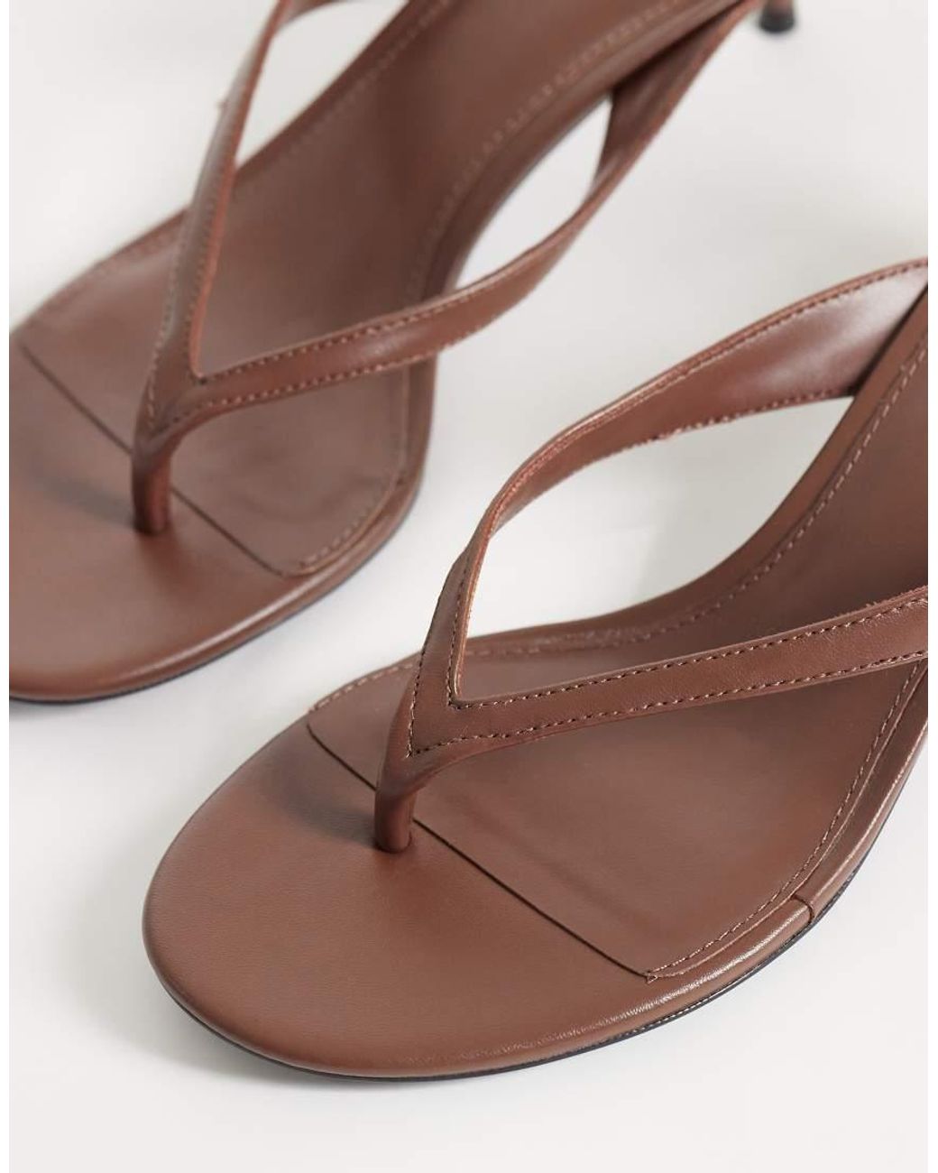 Mango White Faux Leather Heeled Flip Flop