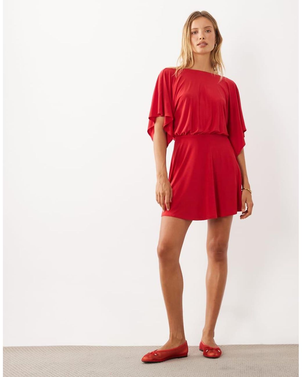 Miss Selfridge Red Mini Dress With Low Cowl Back