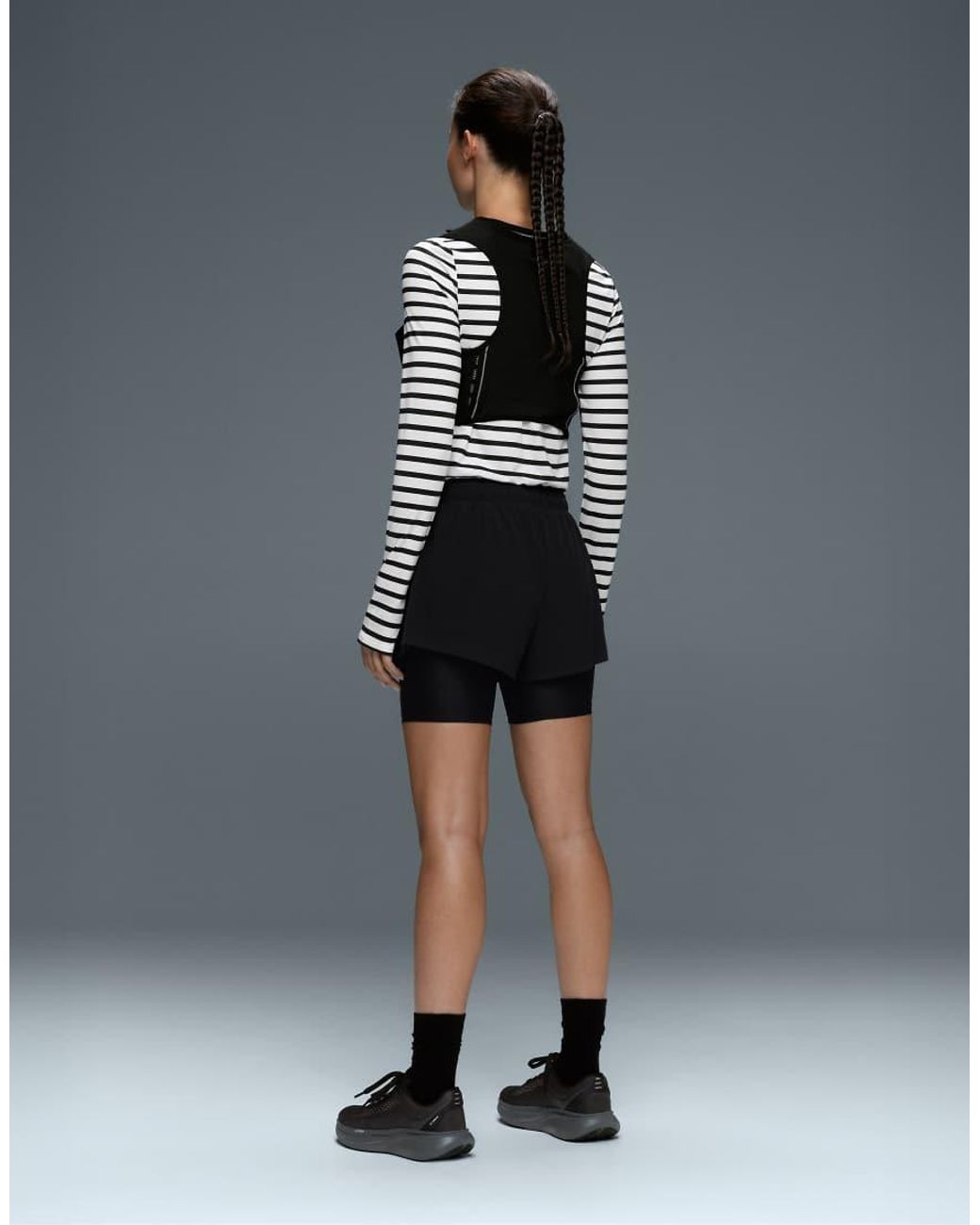 Oysho Black Mid Rise 2-in-1 Technical Shorts