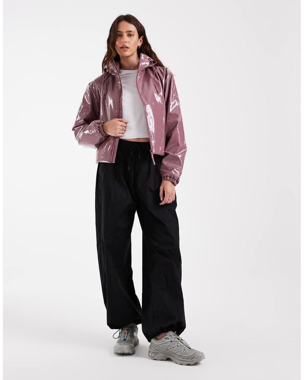 Rains Purple 15780 Lohja Waterproof Insulated Hooded Short Jacket