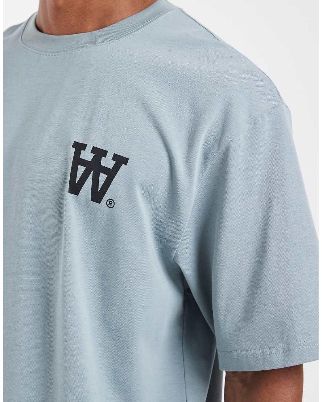 DOUBLE A by WOOD WOOD Blue 100% Cotton Liam Aa Logo T-shirt for men