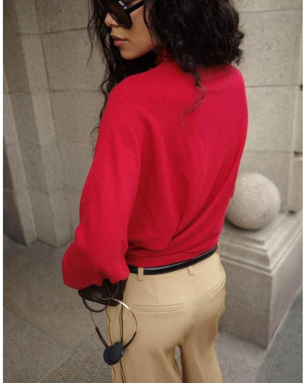 NA-KD Red Soft Knitted Draped Batwing Top