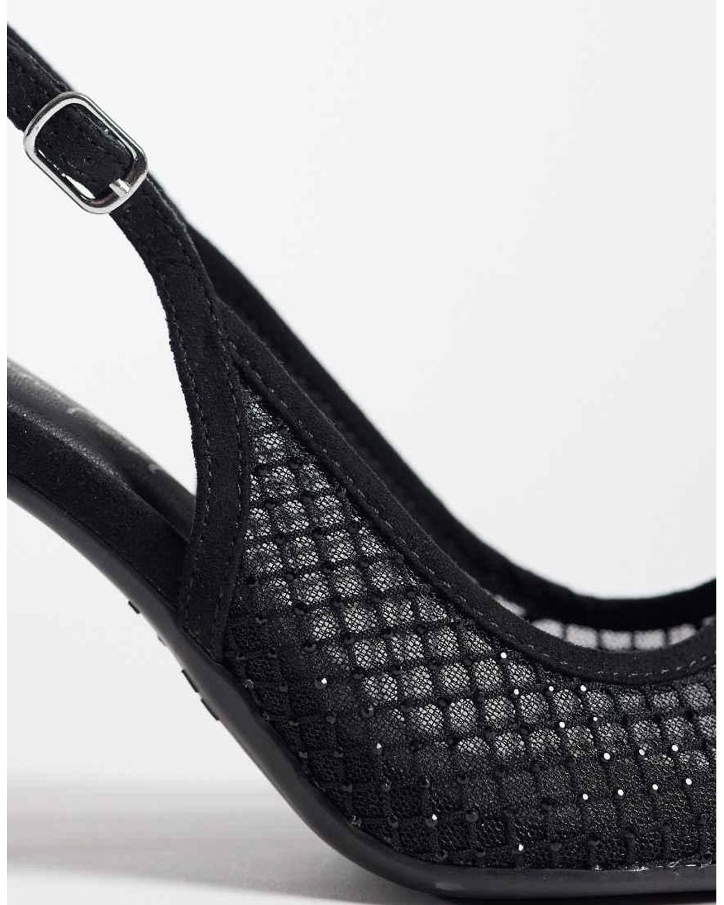 New Look Blue Hotfix Diamante Mesh Slingback Heel