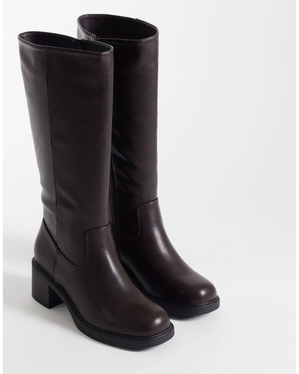 Glamorous Black Pull On Knee Boots