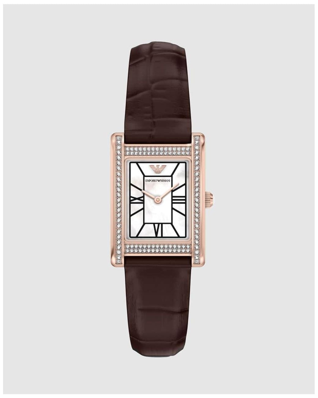 Emporio Armani White Two-Hand Leather Watch