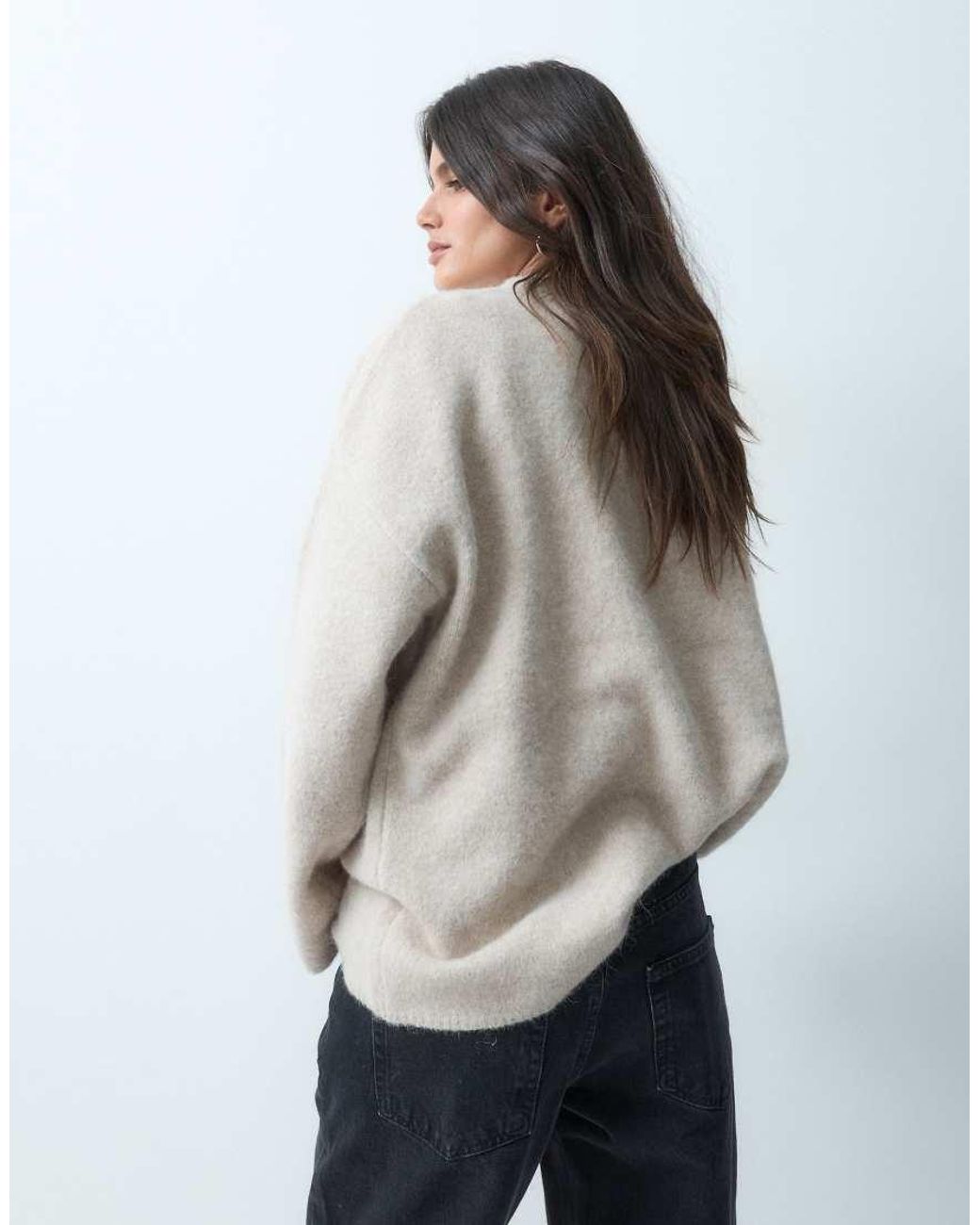 ASOS Gray Relaxed Fluffy Jumper With Wool