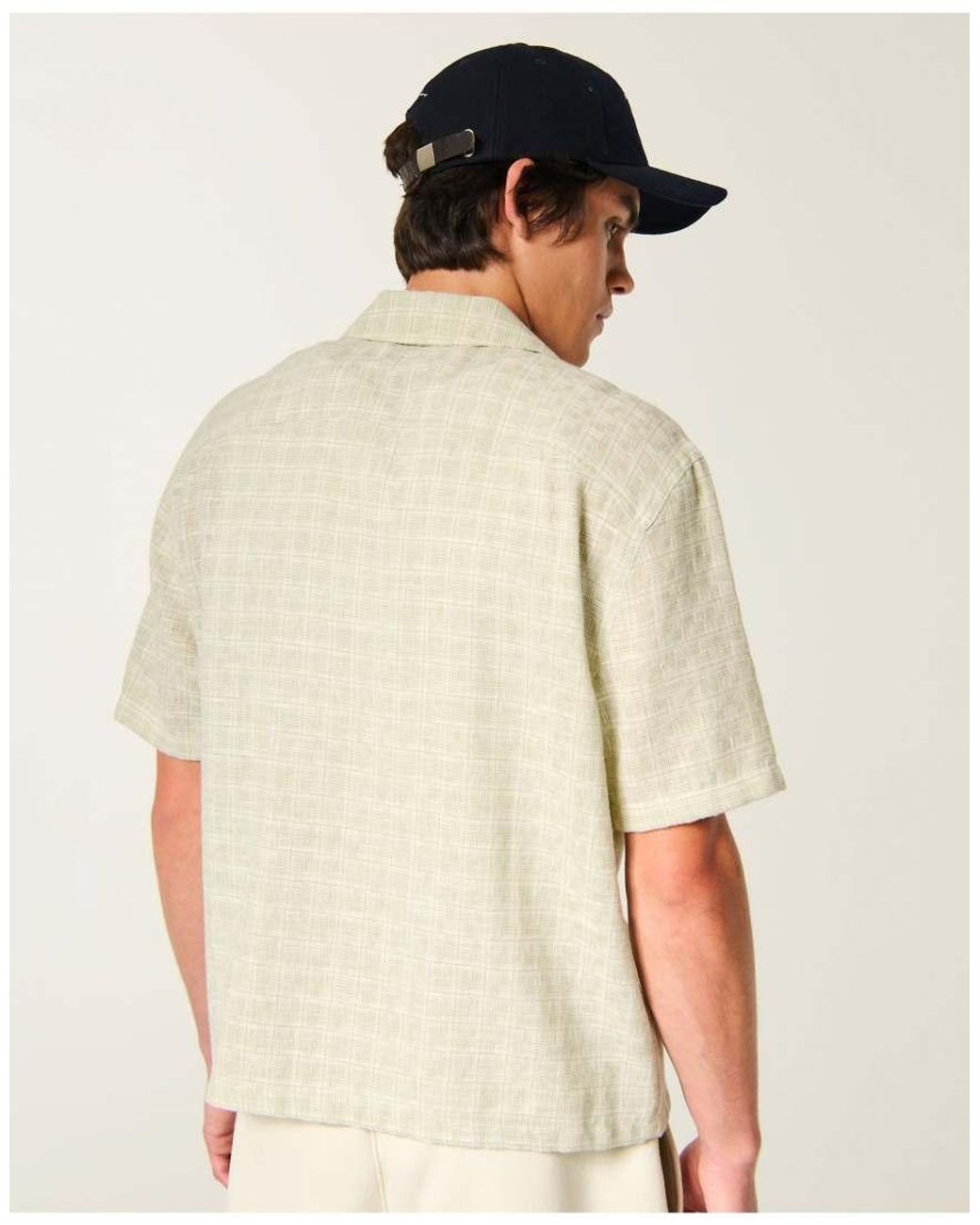 Hollister Natural Boxy Short-Sleeve Textured Button-Through Shirt for men