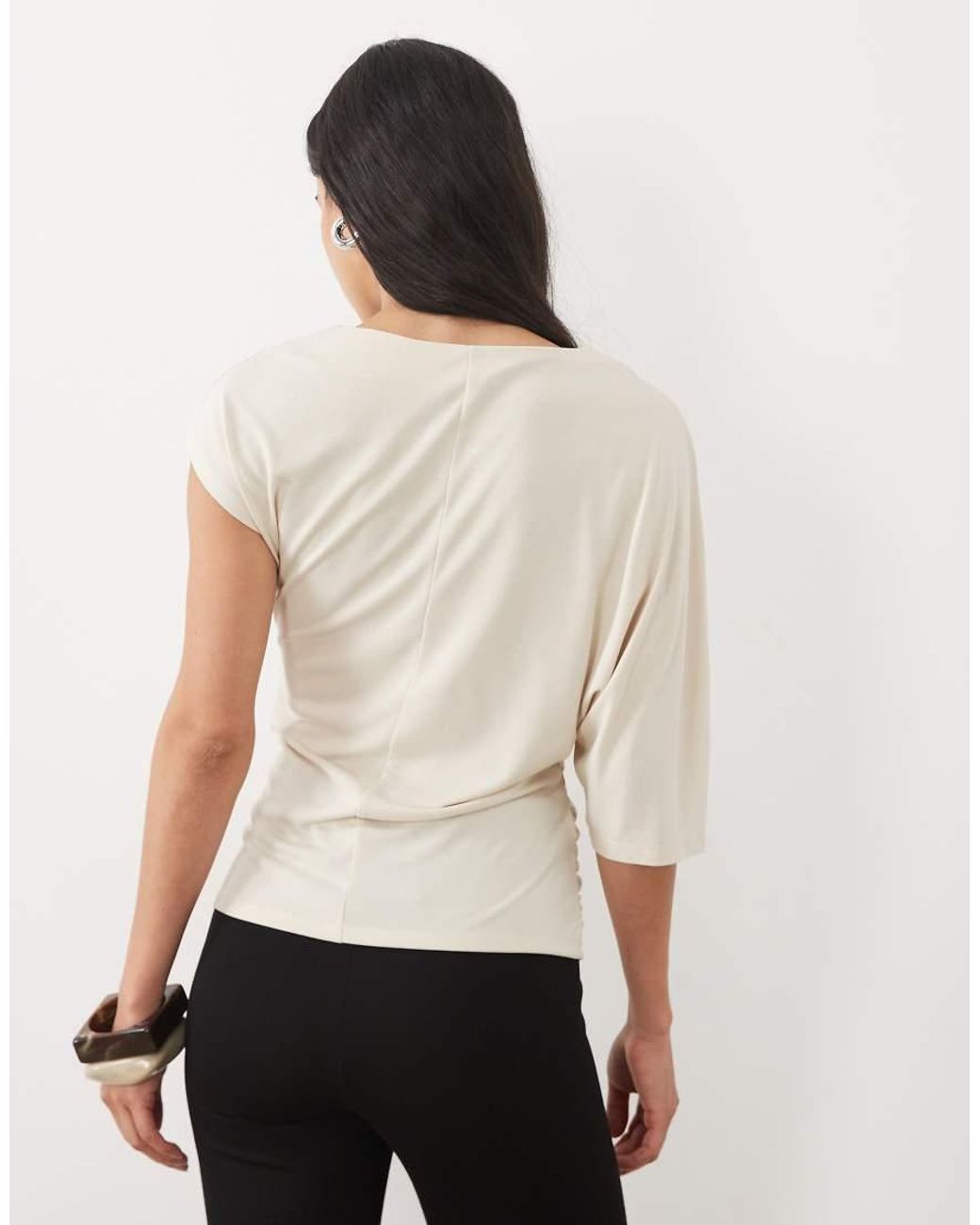 ASOS Natural Modal One Shoulder With Gathering Top