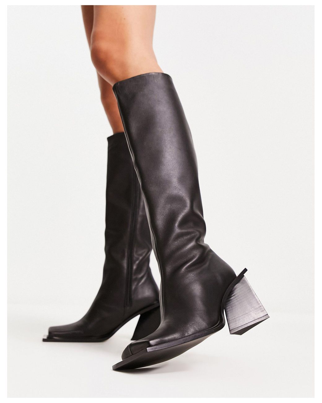 TOPSHOP Heather Premium Leather Under The Knee Boots in Black Lyst
