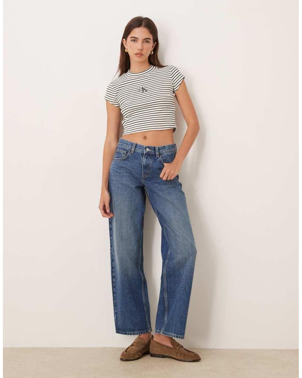 Calvin Klein White Monologo High Neck Rib Baby Tee