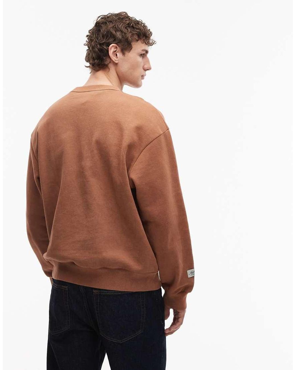 ASOS Brown Relaxed Washed Sweatshirt for men