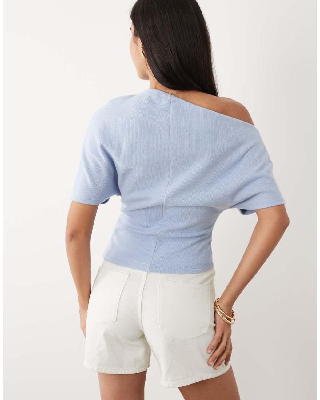 Gina Tricot Blue Soft Asymmetric Top