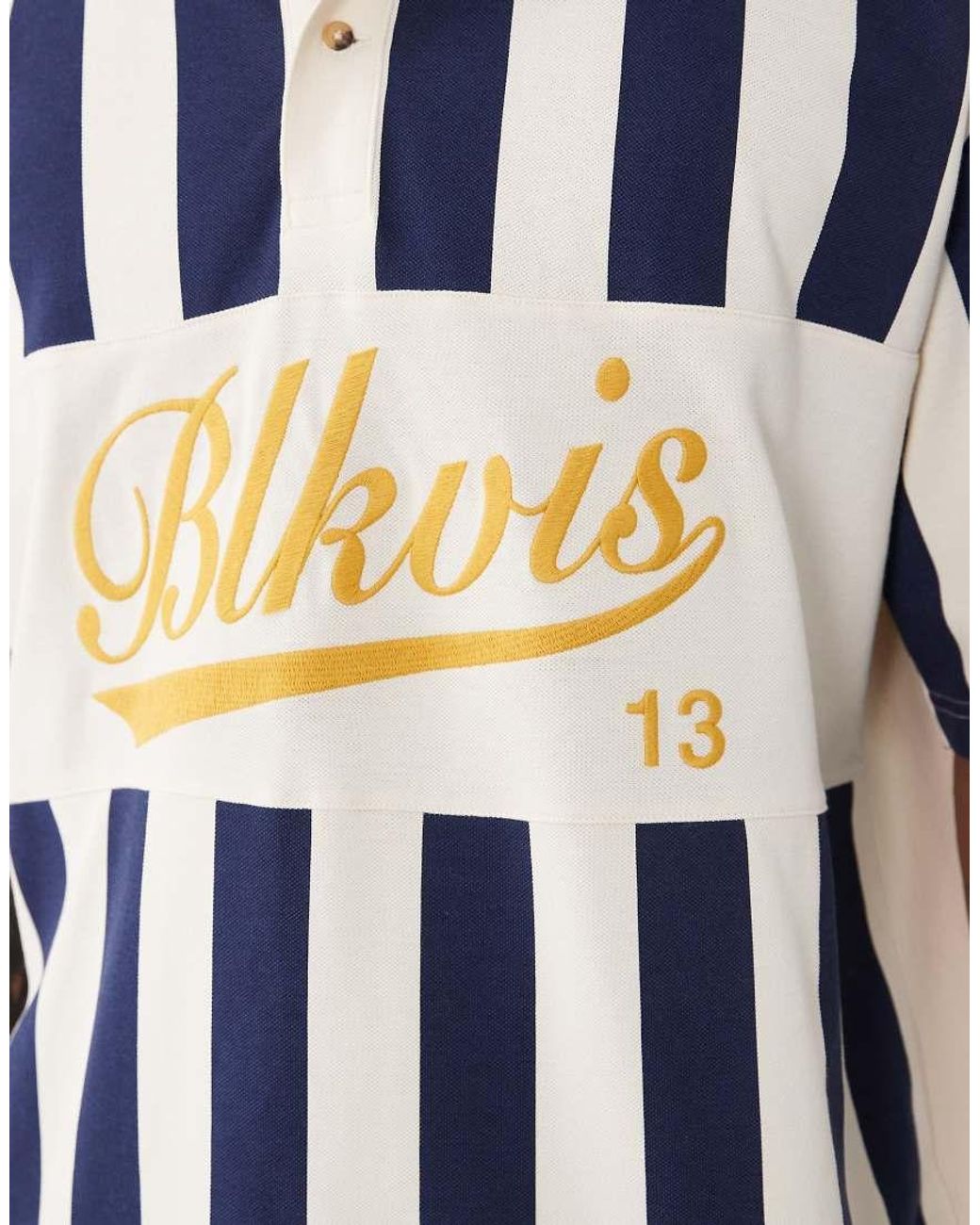 BLKVIS Blue Striped Piquee Polo Shirt for men