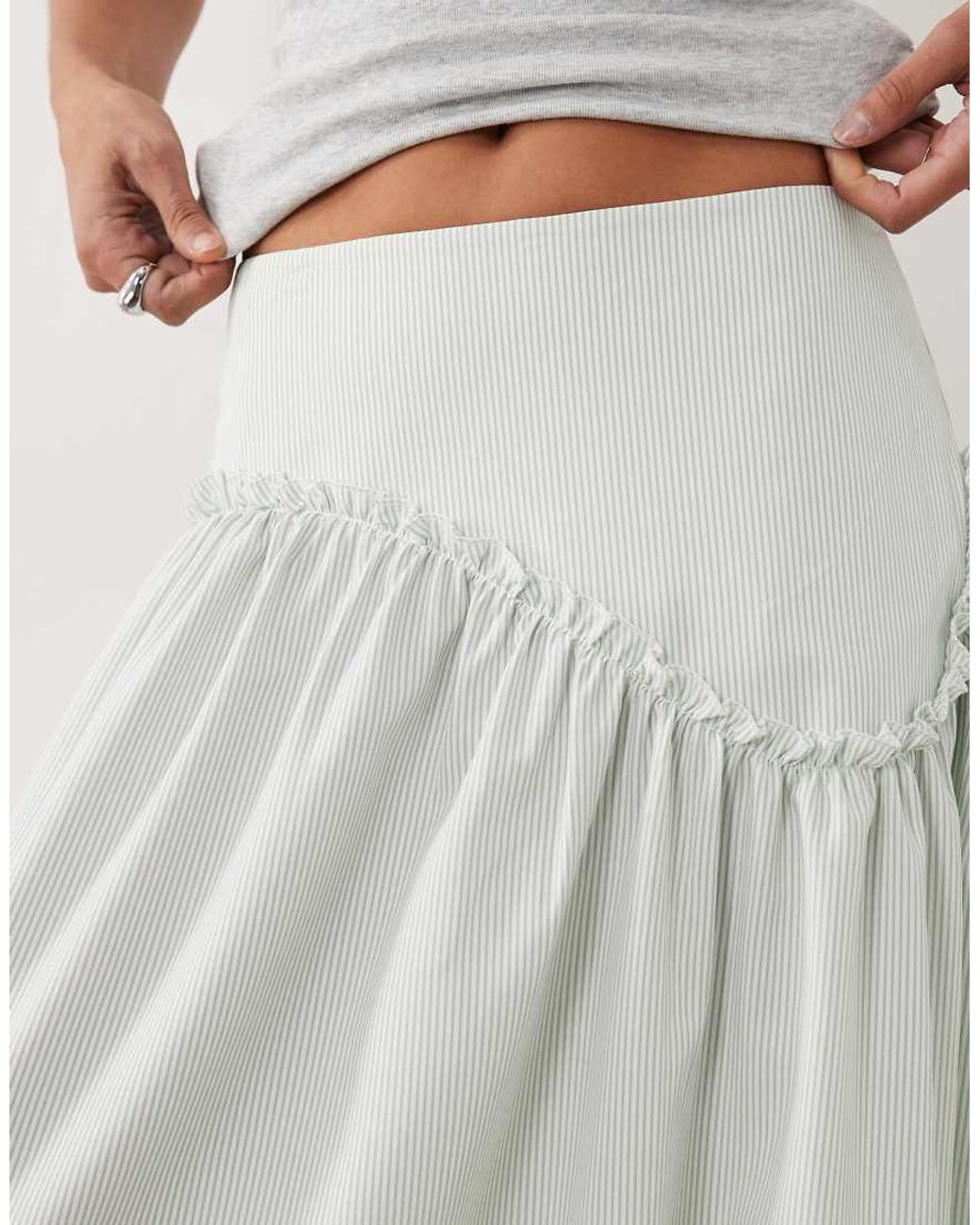 BRONZE SNAKE White Drop Waist Detail Maxi Skirt