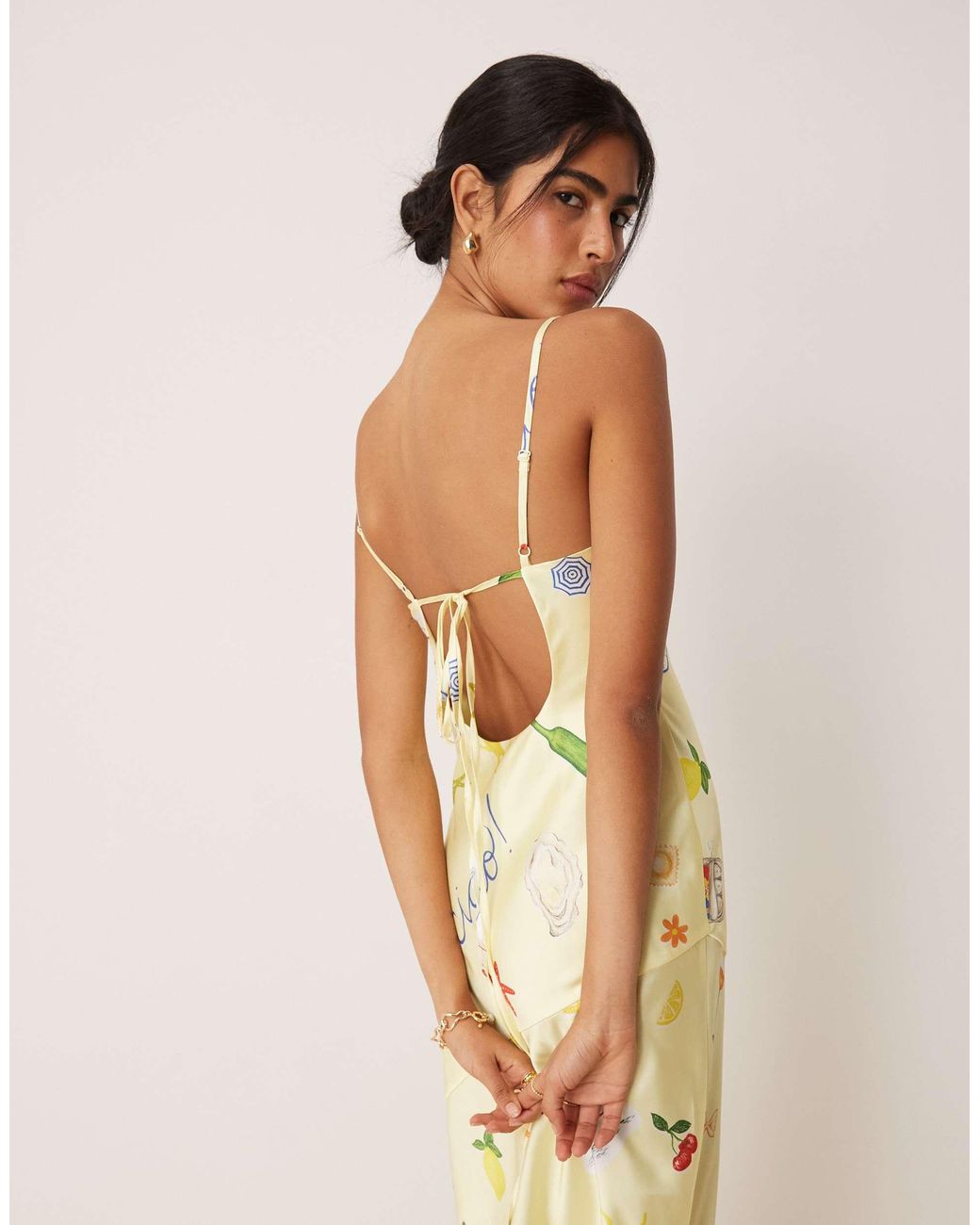 For Love & Lemons Huda Slip Maxi Dress in Natural | Lyst