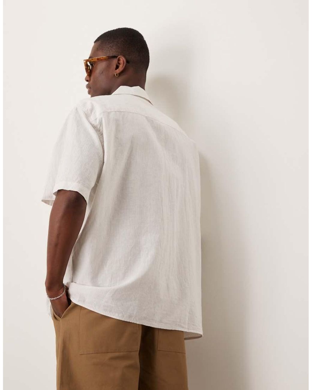 Camicia Bianca A Righe di SELECTED in Natural da Uomo