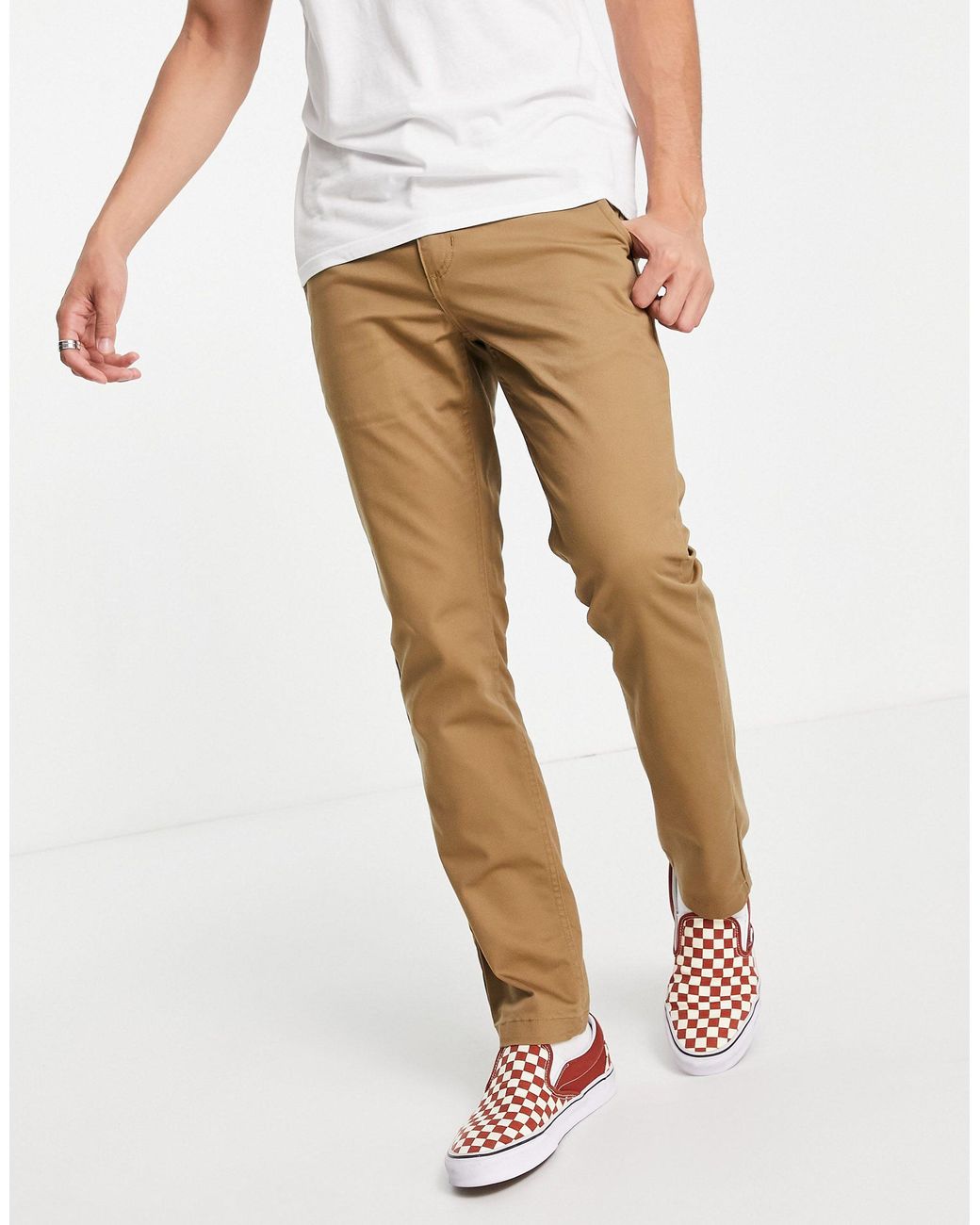 Vans Authentic Slim Chino Trousers in Brown for Men | Lyst