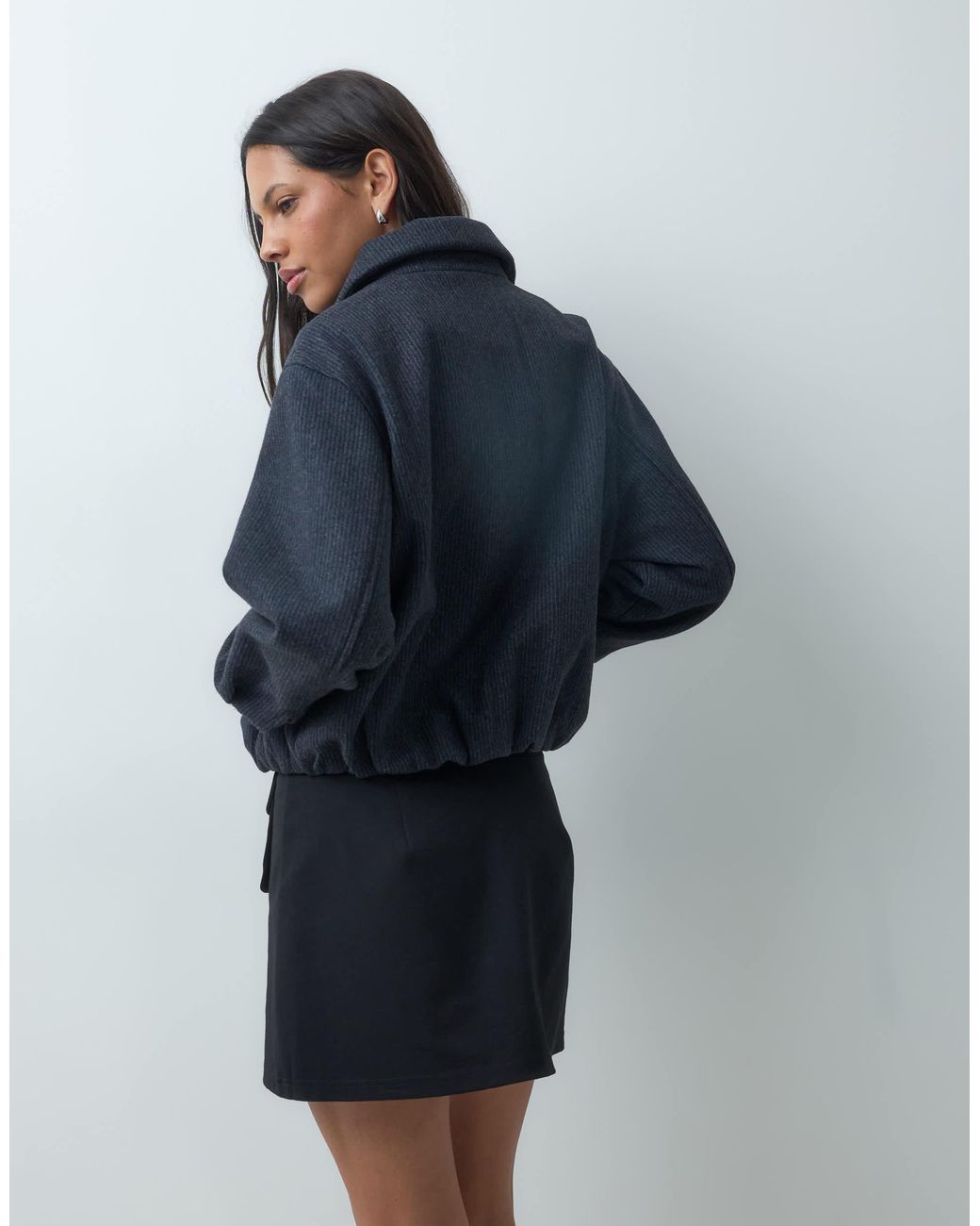 Mango Blue Teen Bubble Hem Button Through Short Jacket
