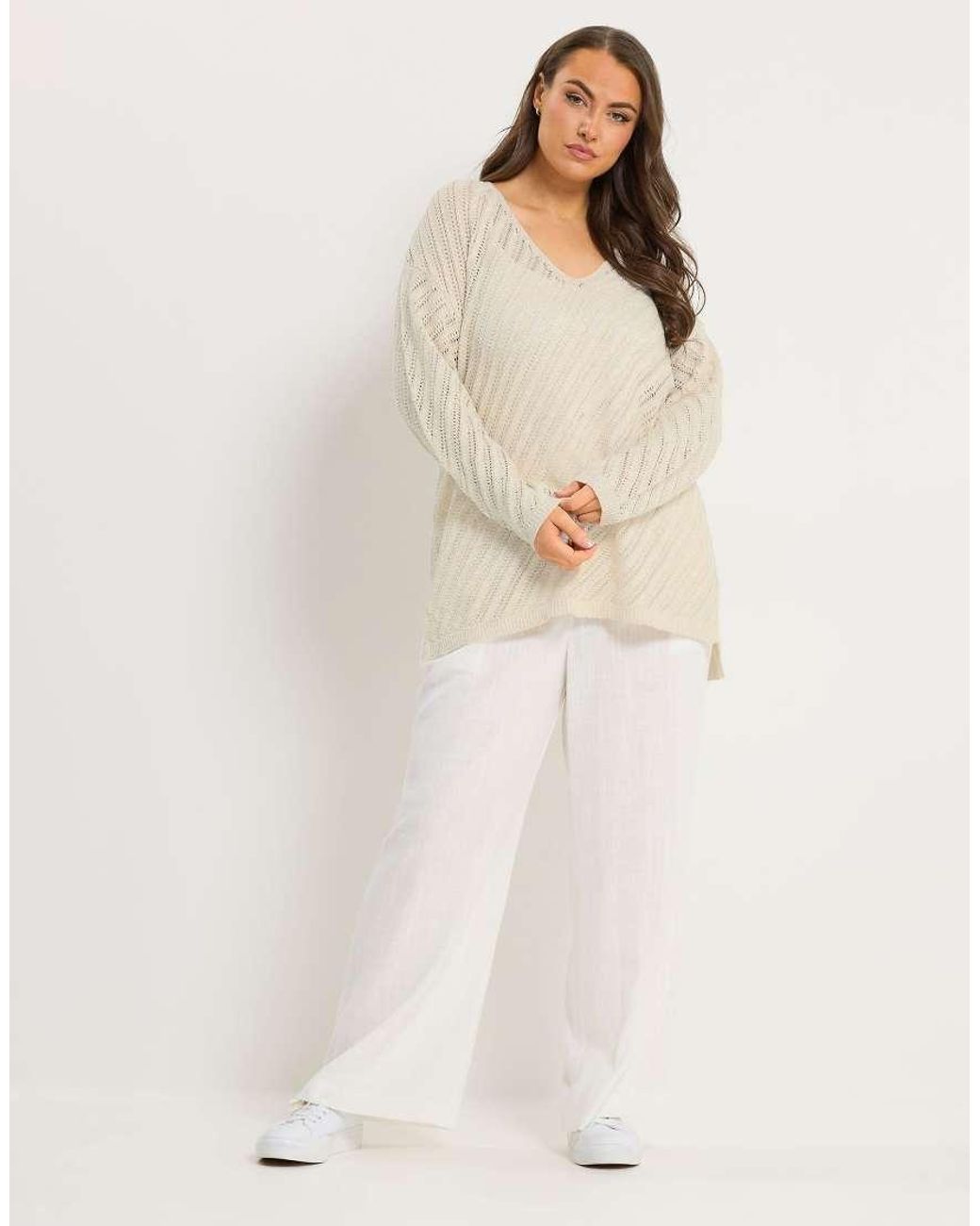 Yours Clothing Natural Knitted Long Sleeve Top