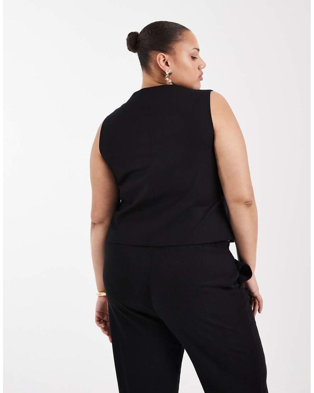 ONLY Black Linen Blend Waistcoat Co-ord