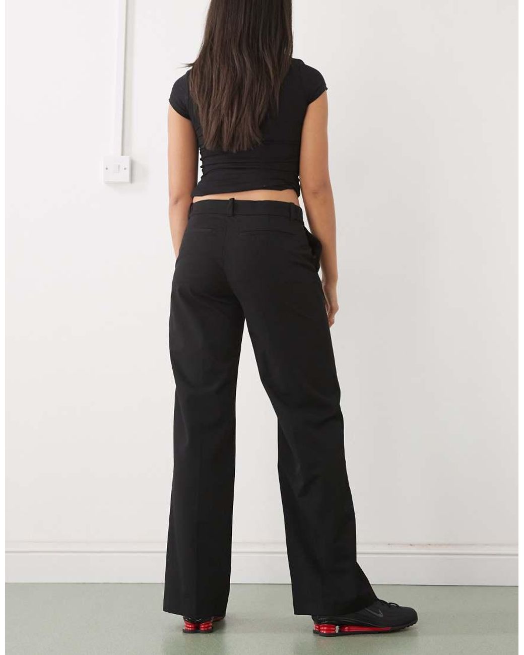Weekday Black Wide Leg Pleated Pants
