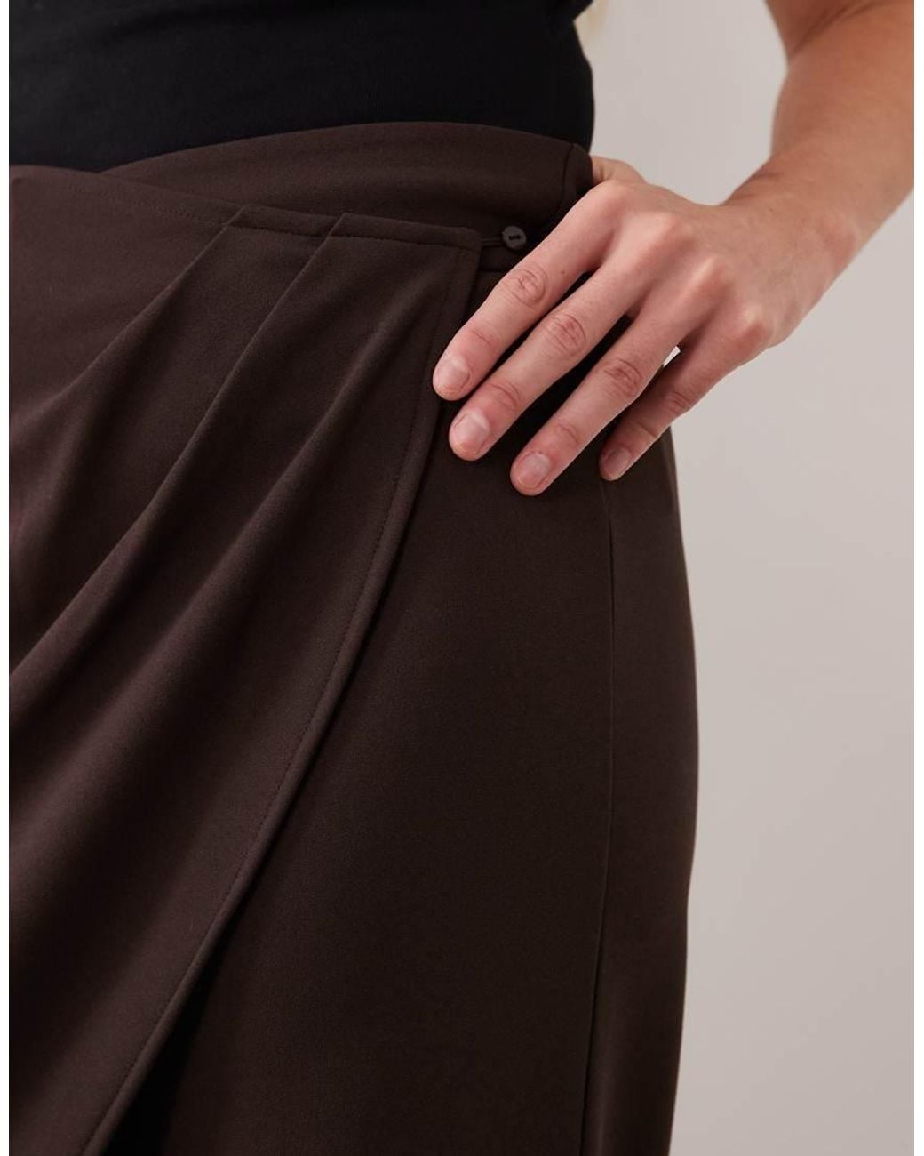 Gina Tricot Brown Wrap Drape Trousers