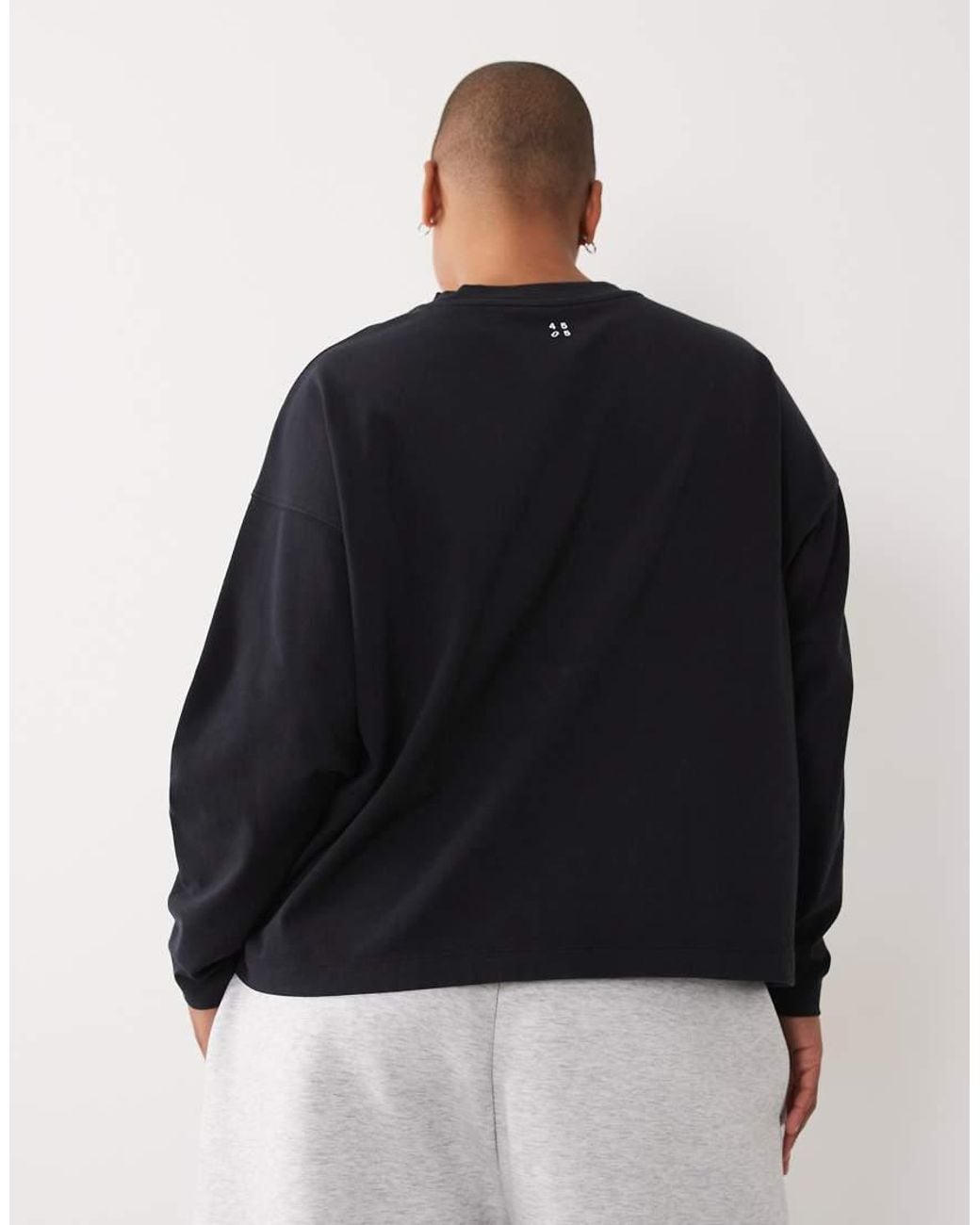 4505 Black Curve Icon Heavyweight Cotton Oversized Long Sleeve T-shirt